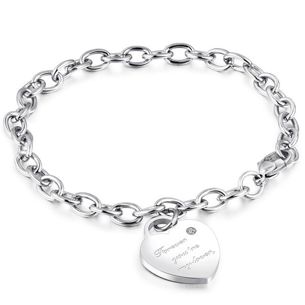 Stainless Steel Love Heart Bracelets for Women Party Gift