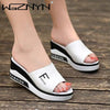 Women Summer Leather Wedges Slip-On Shoes