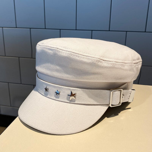Cotton Flat Top Octagonal Beret Hat for Women