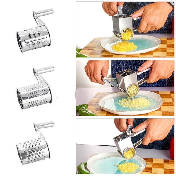 KITCHEN Stainless Steel Manual Rotary Cheese Grater Cutter Slicer Set