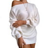 LESLIE Fashion Sweater Mini Dress Balloon Long Sleeve