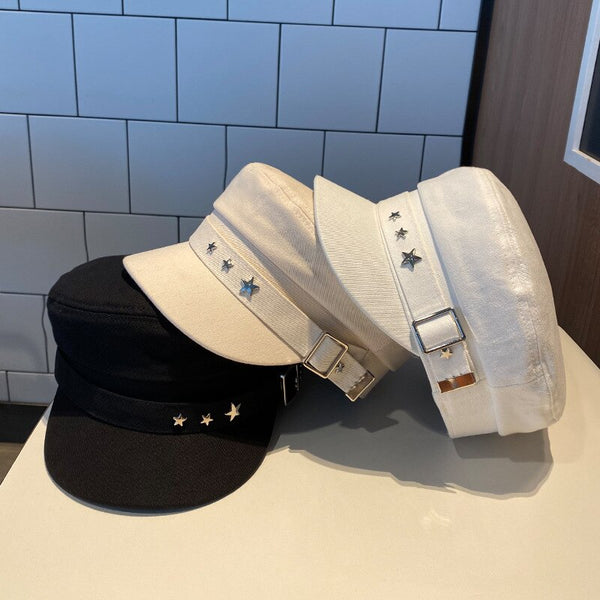 Cotton Flat Top Octagonal Beret Hat for Women